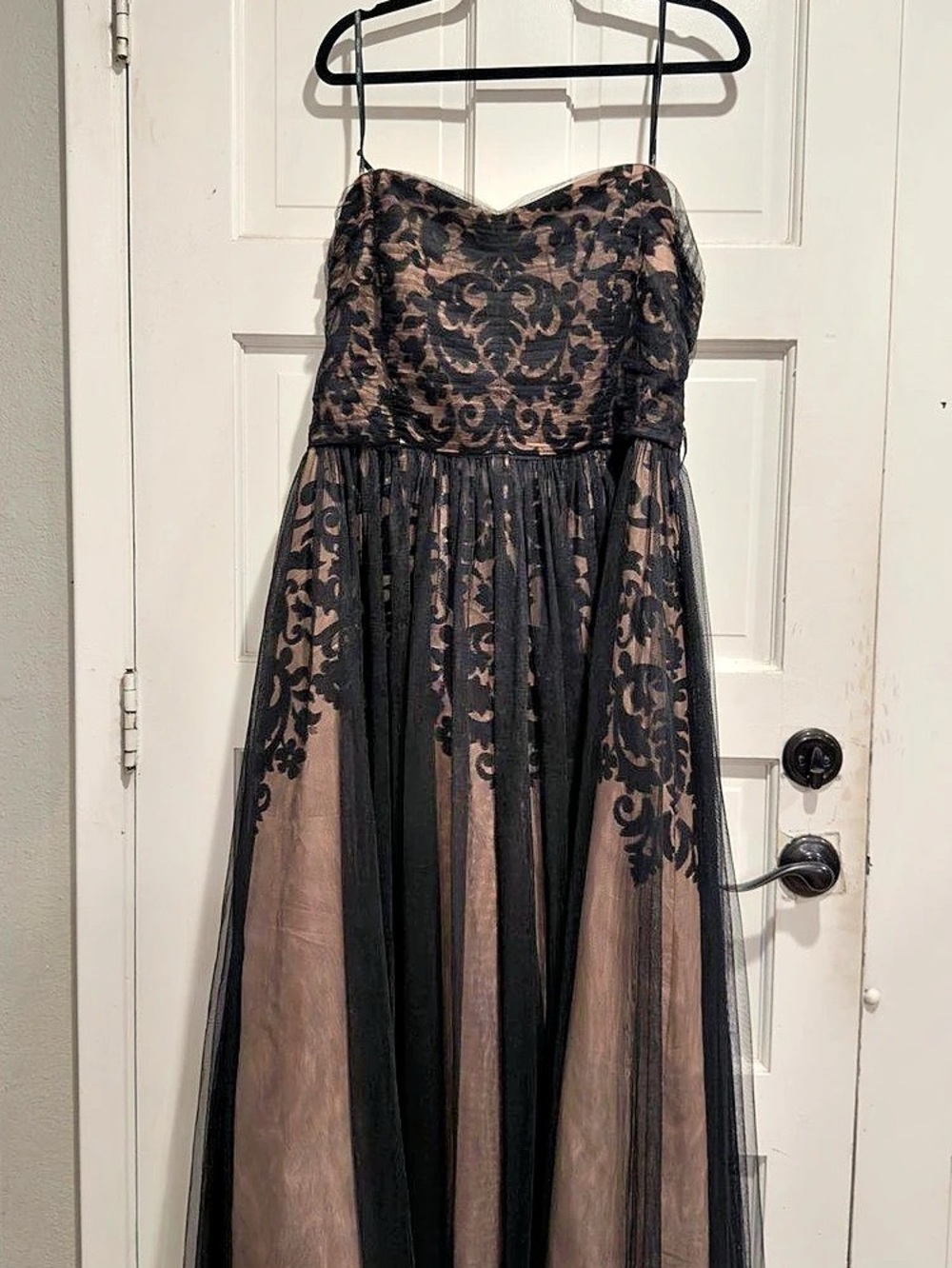 City Chic Black Lace Tulle Overlay Formal Evening Gown Size M / US 18